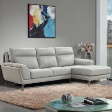 Dubrovnik 3.5 Seater Sofa With Chaise LHF Leather Grey