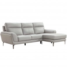 Dubrovnik 3.5 Seater Sofa With Chaise RHF Leather Grey