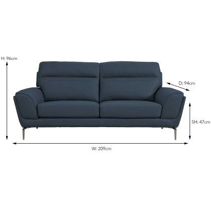Dubrovnik 3 Seater Sofa Leather Indigo