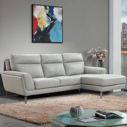 Dubrovnik 3.5 Seater Sofa With Chaise RHF Leather Indigo