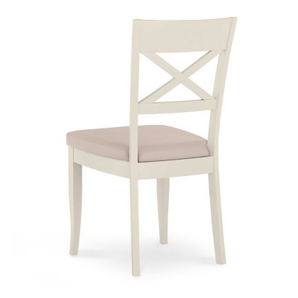 Freeport X Back Dining Chair With Faux Leather Seat Pad Ivory Off White