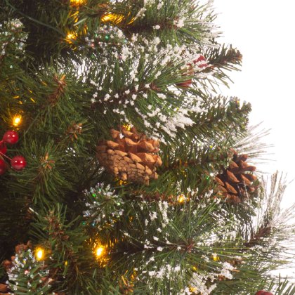 4ft/120cm Ipswich LED Christmas Tree With Pinecones & Snow Red Pot Indoor/Outdoor