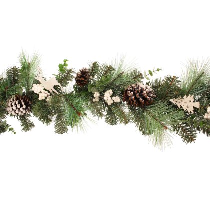 Garland With Glitter, Pinecones, Eucalyptus Leaves & White Berries 6ft/180cm