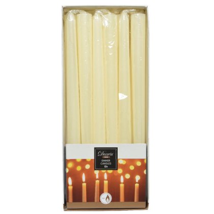 Wax Dinner Candles (Set of 12) 25cm (Multiple Colours)