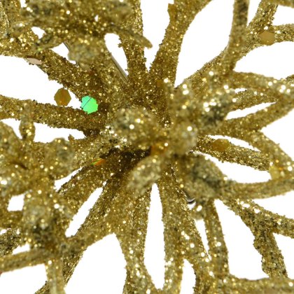 Poinsettia On A Clip Gold 14cm