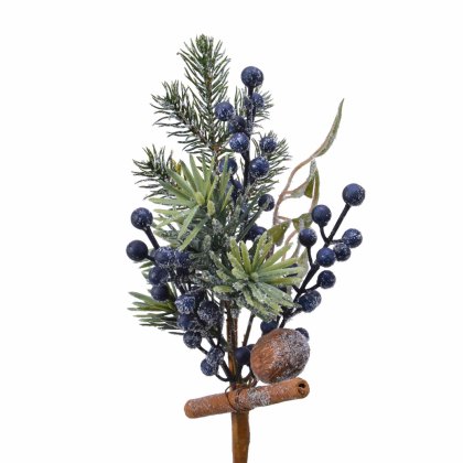 Frost Deco Spray Blue With Berries 31cm