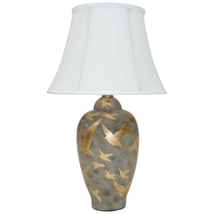 Ashford Table Lamp Small Grey With White Shade Ashford Table Lamp Small Grey With White Shade