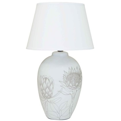 Serene Lamp White With Light Grey Shade Serene Lamp White With Light Grey Shade