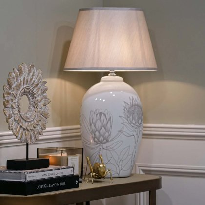 Serene Lamp White With Light Grey Shade