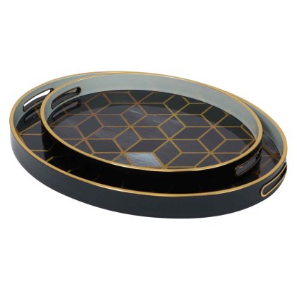 Geometric Trays (Set Of 2) Midnight Blue Geometric Trays (Set Of 2) Midnight Blue