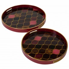 Mindn Brownes Haralson Trays (Set Of 2) Red & Black