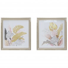 Mindn Brownes Tropical 54cm x 54cm Floral Prints (Set Of 2) Cream Frame