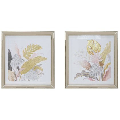 Tropical 54cm x 54cm Floral Prints (Set Of 2) Cream Frame Tropical 54cm x 54cm Floral Prints (Set Of 2) Cream Frame