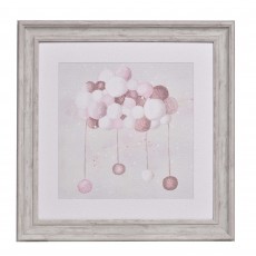 Sleeping On A Cloud 49cm x 49cm Picture Pink White/Grey Frame