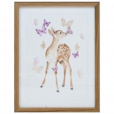 Deer & Butterfly 33.5cm x 43cm Picture Light Wood Frame