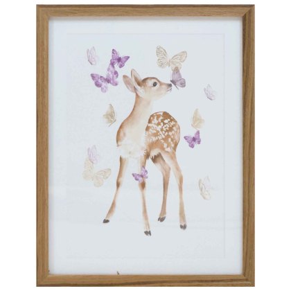 Deer & Butterfly 33.5cm x 43cm Picture Light Wood Frame Deer & Butterfly 33.5cm x 43cm Picture Light Wood Frame