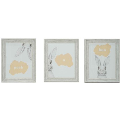 Peek a Boo 33cm x 43cm Picture (Set Of 3) Cream Frame Peek a Boo 33cm x 43cm Picture (Set Of 3) Cream Frame