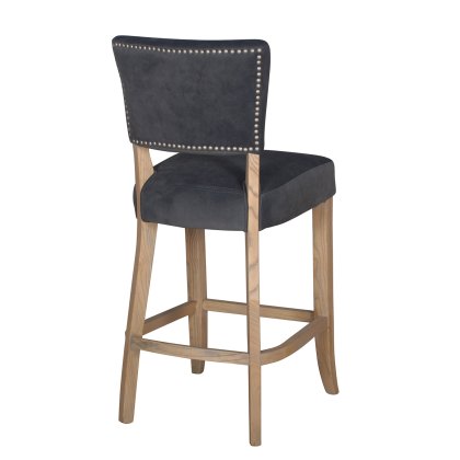 Duke High Bar Stool Fabric Dark Grey