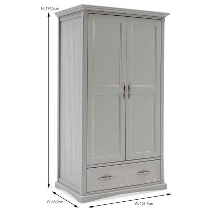 Turner 2 Door + 1 Drawer Wardrobe Painted Grey