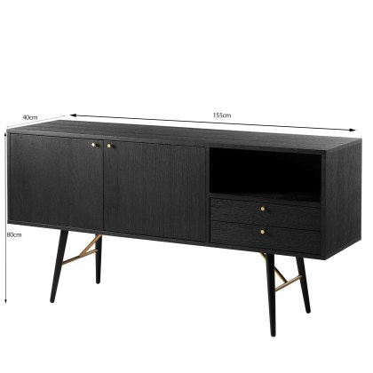 Barcelona 4 Drawer Sideboard Black & Copper