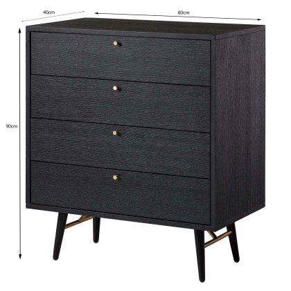 Barcelona 4 Drawer Chest Of Drawers Black & Copper