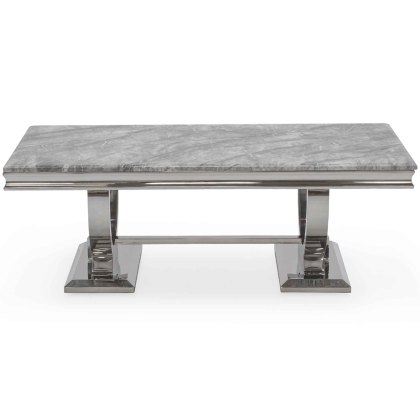 Arianna Coffee Table Stainless Steel & Grey Marble Top Arianna Coffee Table Stainless Steel & Grey Marble Top