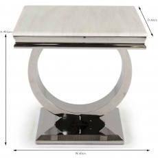 Arianna Lamp/Side Table Stainless Steel & Cream Marble Top