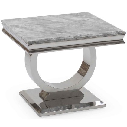 Arianna Side/Lamp Table Stainless Steel & Grey Marble Top Arianna Side/Lamp Table Stainless Steel & Grey Marble Top
