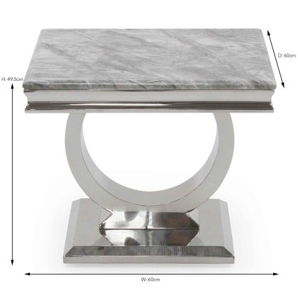 Arianna Lamp/Sode Table Stainless Steel & Grey Marble Top