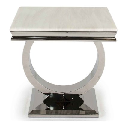 Arianna Side/Lamp Table Stainless Steel & Cream Marble Top Arianna Side/Lamp Table Stainless Steel & Cream Marble Top