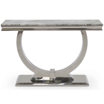 Arianna Console Table Stainless Steel & Grey Marble Top Arianna Console Table Stainless Steel & Grey Marble Top
