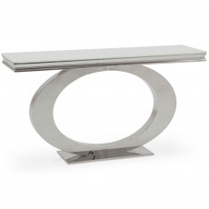 Orion Console Table Polished Steel & White Glass Top