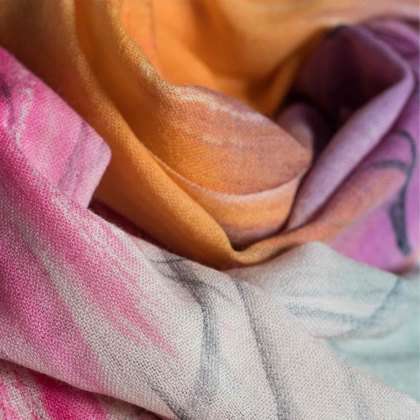 Merino Scarf 65cm x 180cm Dusk, Pink & Orange