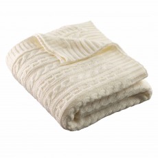 Aran Knit Throw 145cmx195cm Soft White