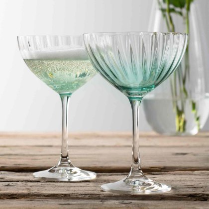 Erne Cocktail/Champagne Saucer Glasses Aqua (Set Of 2)