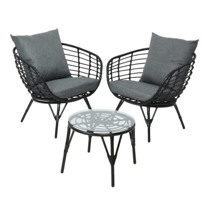 Evora 2 Person Outdoor Bistro Set Black