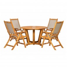 Henley 4 Person Outdoor Dining Set With Reclining Chairs Brown
