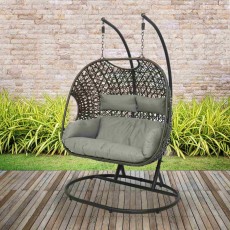 Palermo 2 Person Hanging Outdoor Egg Chair Grey