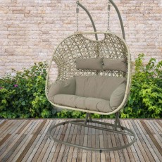 Palermo 2 Person Hanging Outdoor Egg Chair Sand
