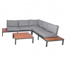 Aspen 5 Person Outdoor Corner Sofa + Coffee Table Set Grey
