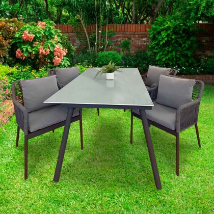 Aviva 6 Person Rope Effect Outdoor Dining Table & Chair Set Grey