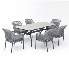 Aviva 6 Person Outdoor Dining Table & Chair Set Grey