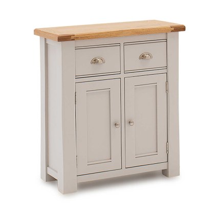 Colby Narrow Sideboard Grey With Oak Top
