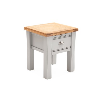 Colby Side/Lamp Table Grey With Oak Top