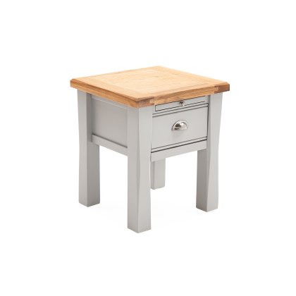 Colby Side/Lamp Table Grey With Oak Top
