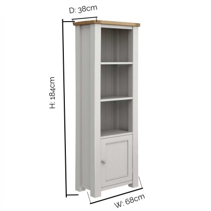 Colby Tall Bookcase Grey With Oak Top
