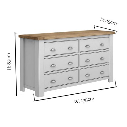 Colby 3 + 3 Drawer Chest Of Drawers Grey With Oak Top