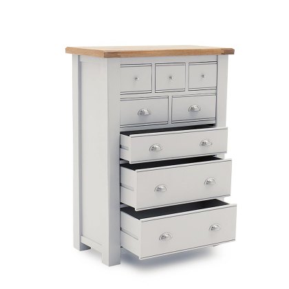 Colby 8 Drawer Tallboy Grey With Oak Top