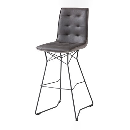 Mirko High Bar Bar Stool Fabric Grey Mirko High Bar Bar Stool Fabric Grey