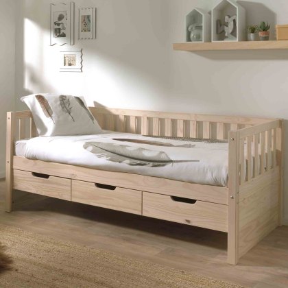 Fritz Captain Single (90cm) Bedstead With 3 Drawers Milky Pine